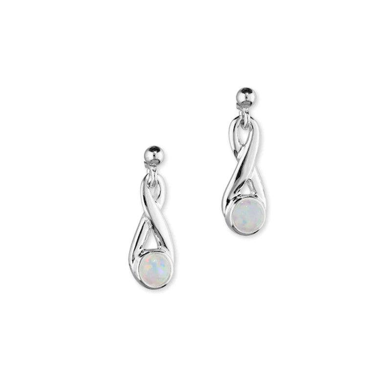Simply Stylish Silver Drop Earrings With Opal - SE171 Ortak