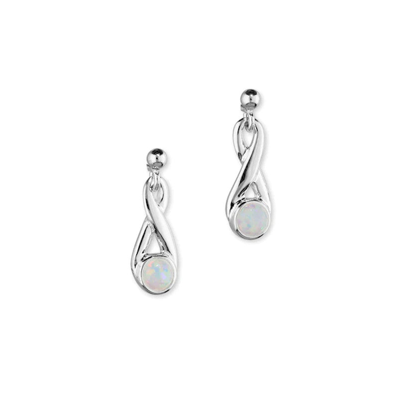 Simply Stylish Sterling Silver Drop Earrings With Opal - SE171