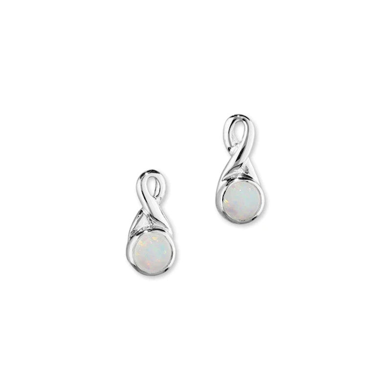 Simply Stylish Sterling Silver Stud Earrings With Opal - SE172 Ortak