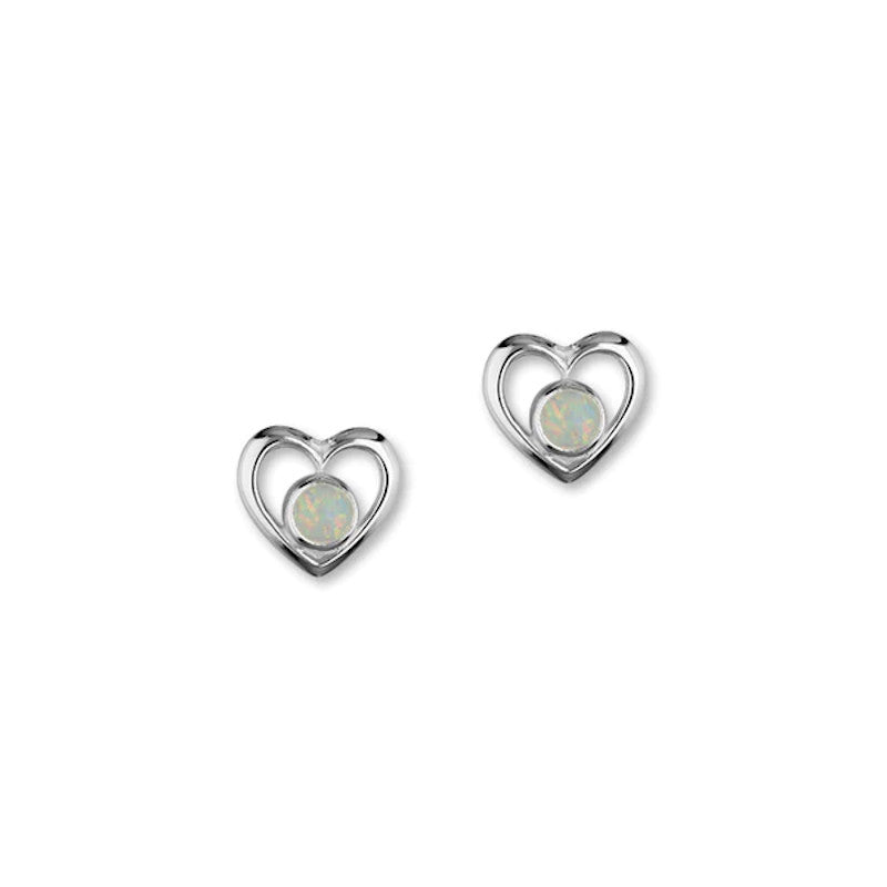 Harlequin Sterling Silver Heart Stud Earrings With Opal - SE357