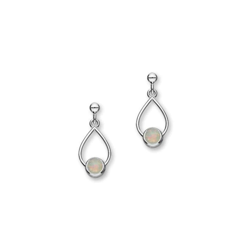 Simply Stylish Silver Drop Earrings With Opal - SE374 Ortak