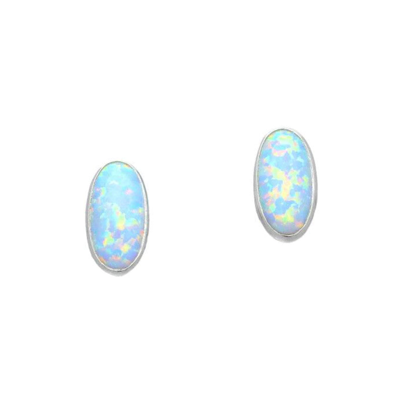 Sahara Silver Oval Stud Earrings With Opal - SE388 Ortak