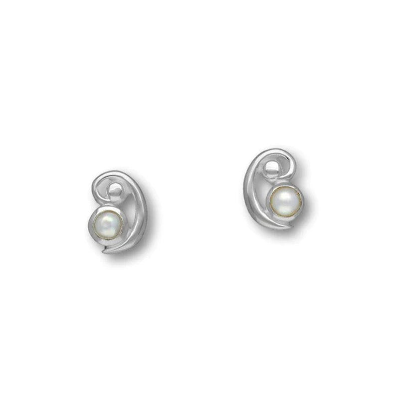 Flourish Sterling Silver Stud Earrings With Pearl - SE397 Ortak