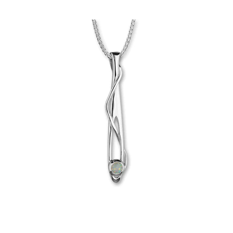 Aurora Sterling Silver Long Pendant With Opal - SP142