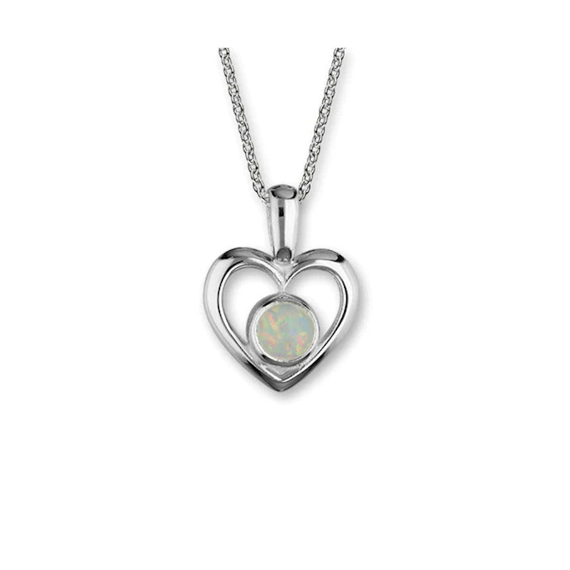 Harlequin Sterling Silver Heart Pendant with Opal - SP270 Ortak