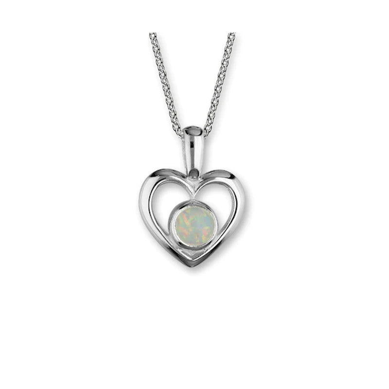 Harlequin Sterling Silver Heart Pendant with Opal - SP270