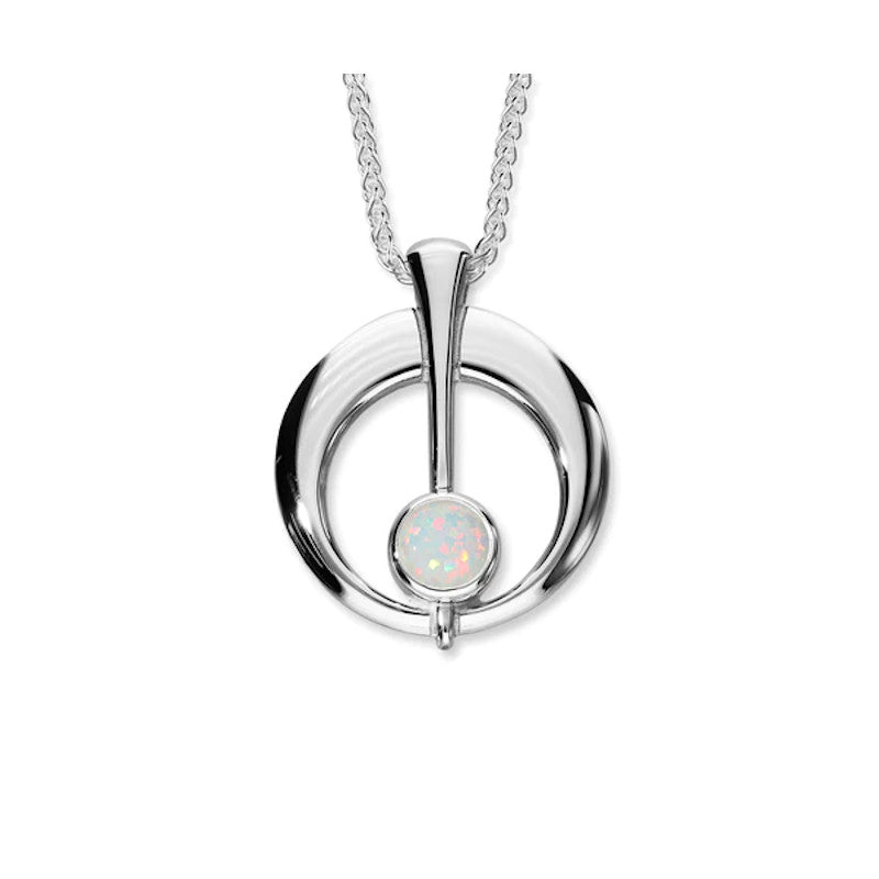 Harlequin Sterling Silver Round Pendant With Opal - SP272