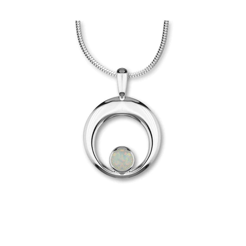 Harlequin Silver Round Pendant With Opal - SP273 Ortak