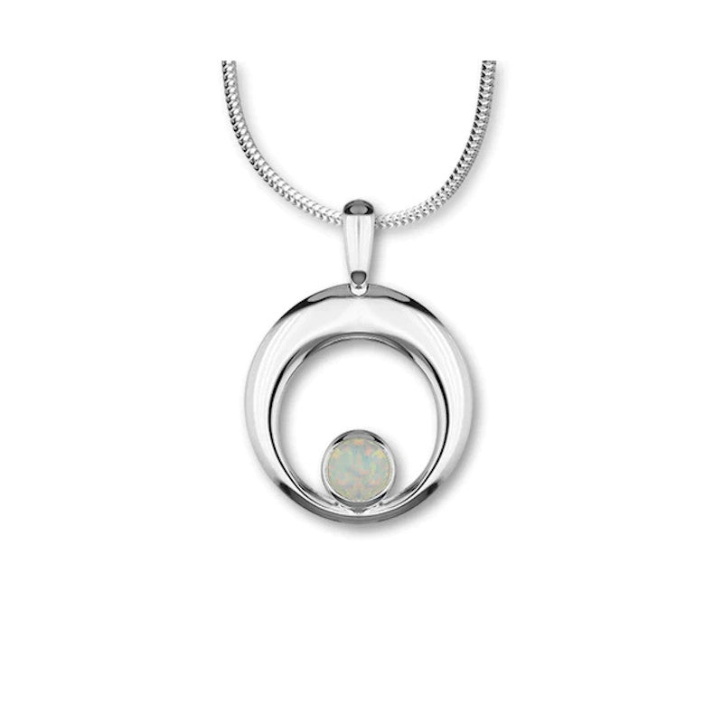 Harlequin Sterling Silver Round Pendant With Opal - SP273