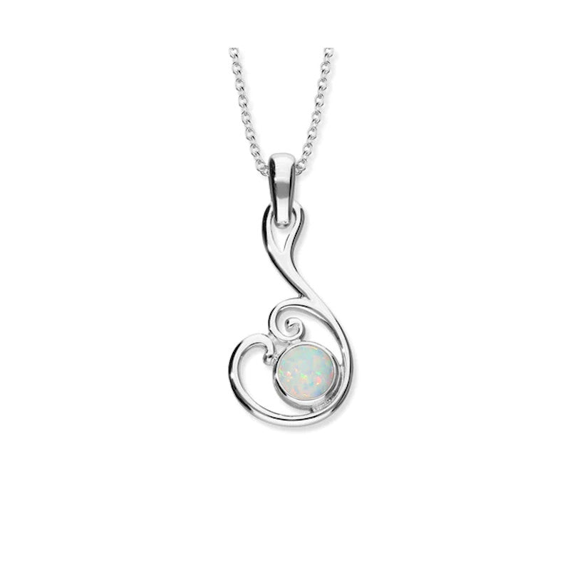 Flourish Sterling Silver Pendant With Opal - SP293 Ortak