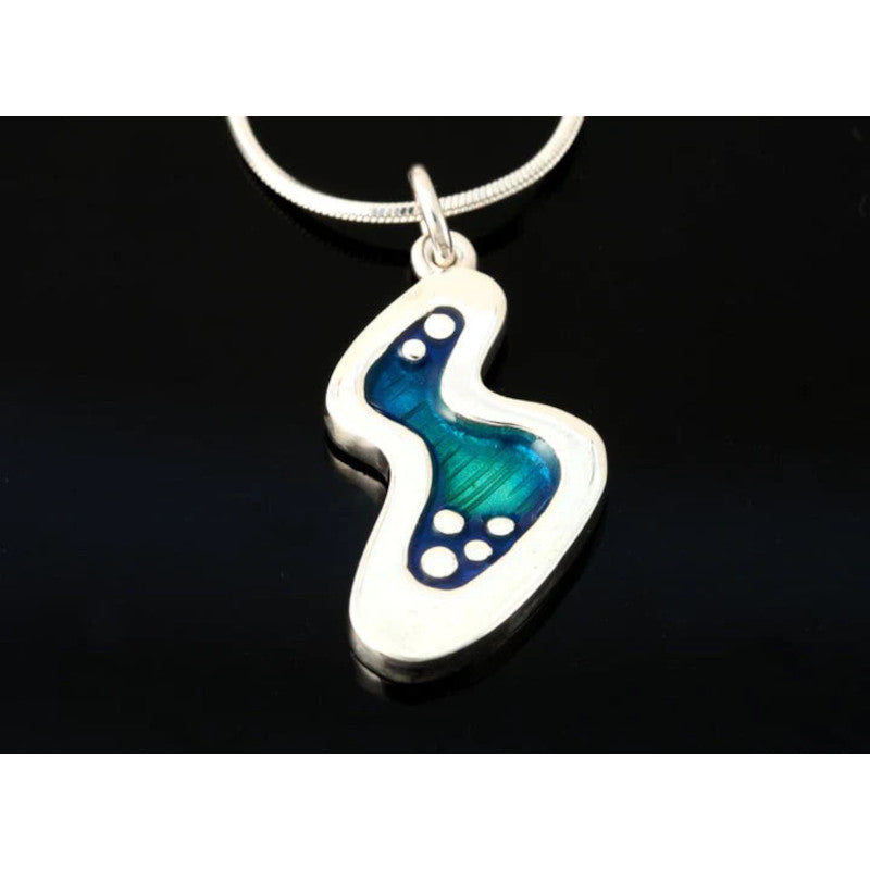 Seascape Silver or 9ct Yellow Gold And Enamel Small Bubble Pendant - SSP555