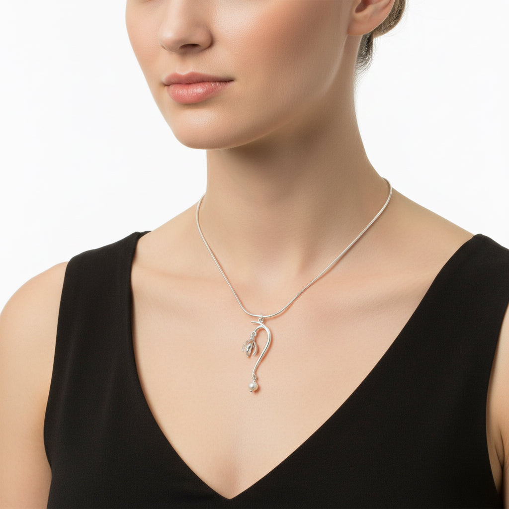 Sterling Silver Large Snowdrop Pendant - 12115 Aurora
