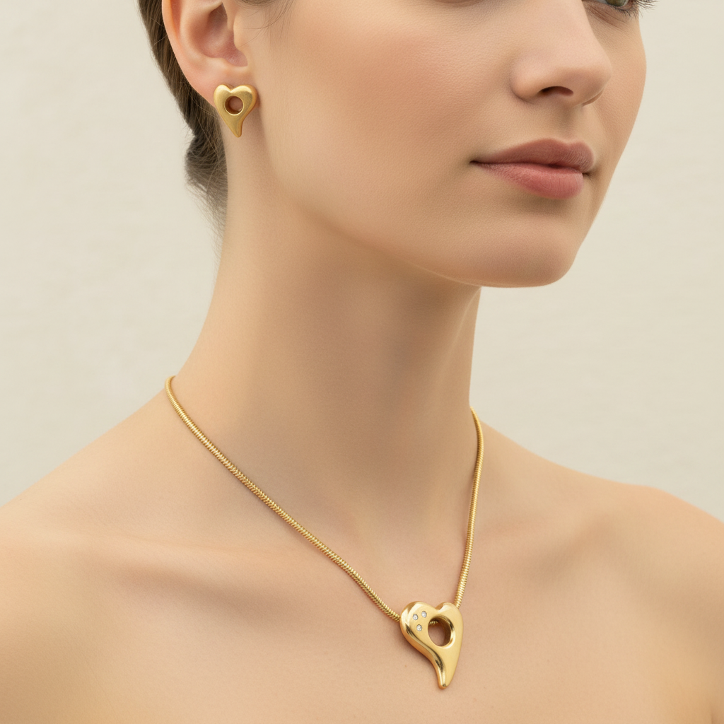 Anika Rutlin 18 Carat Gold Pendant &amp;Earrings Set -15221