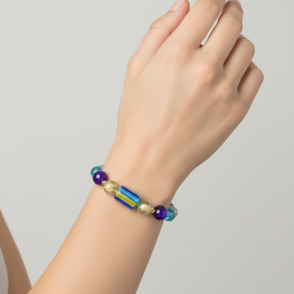 Ladies Fashion Jewellery -Murano Dakar Glass Bracelet -