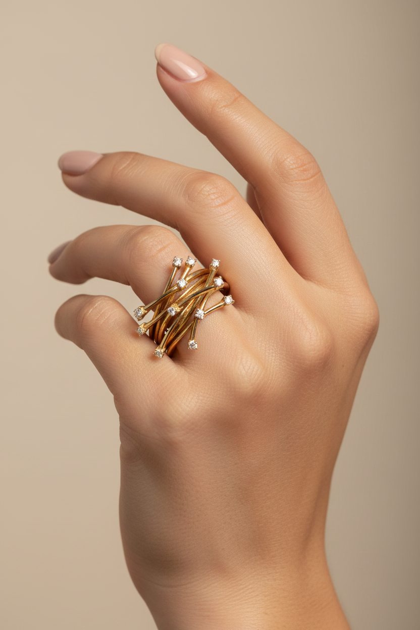 Designer 18 Carat Yellow Gold And Diamond Ring -DA175079