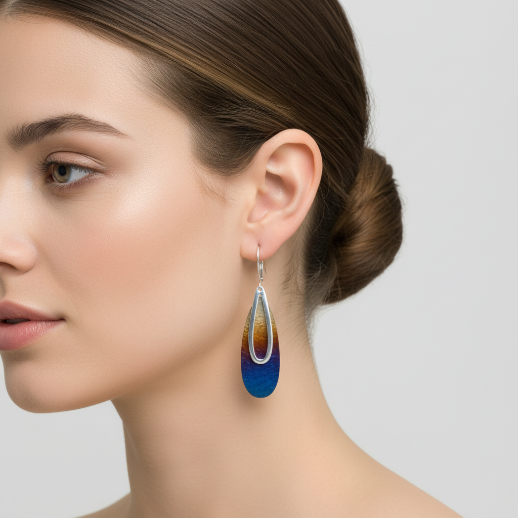 Titanium and Silver Teardrop Earrings LBJ