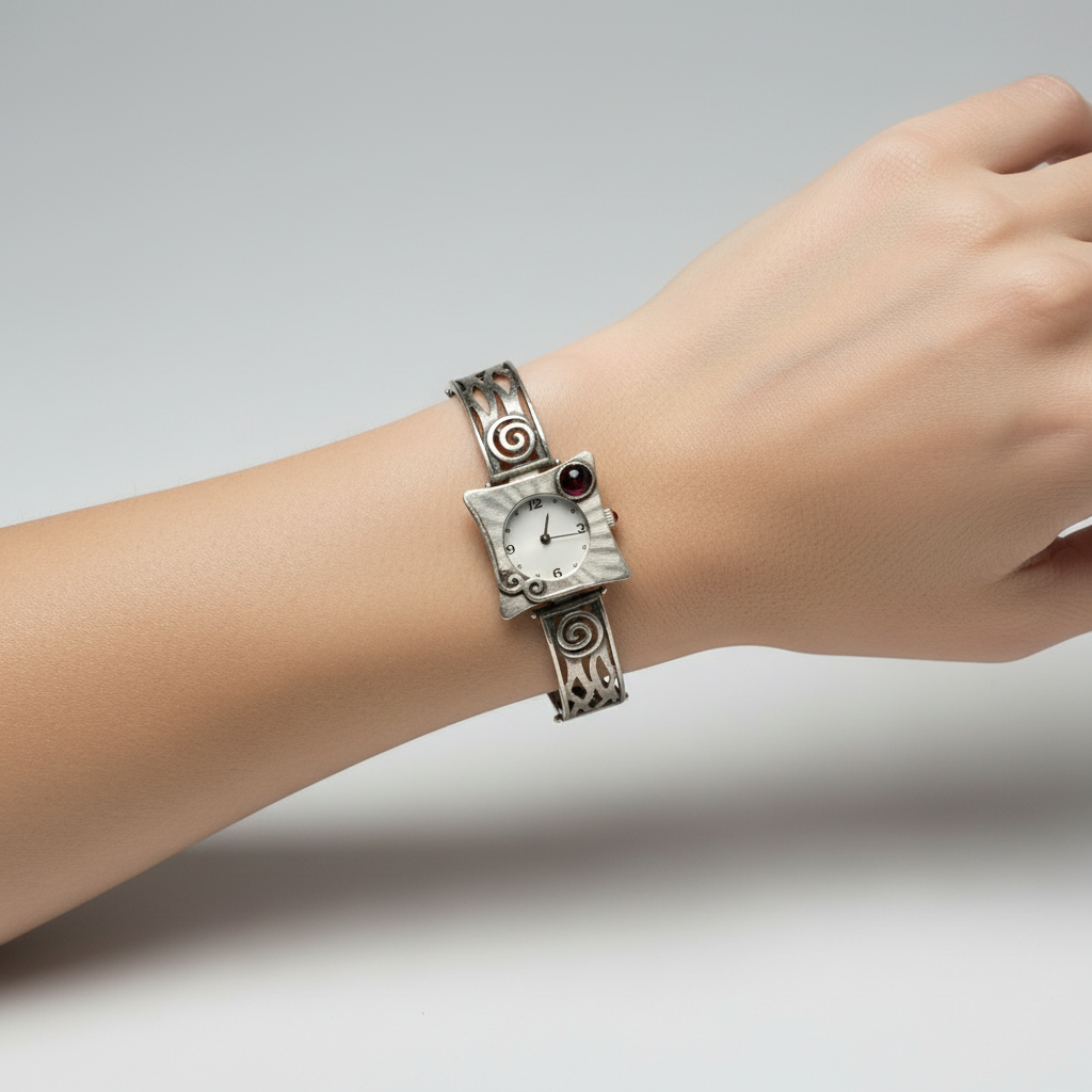 Hand Finished Silver Watch W2653