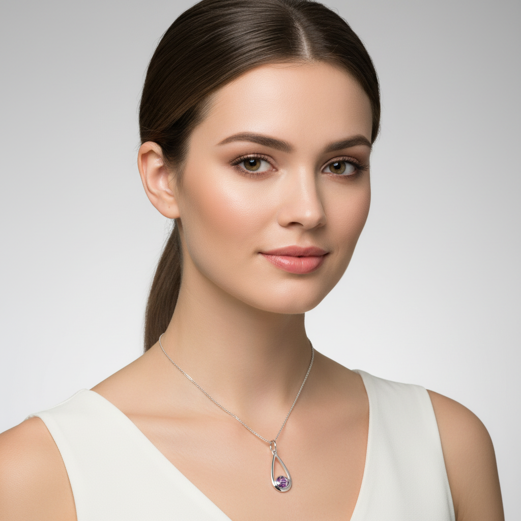 Sea Gems Sterling Silver and Enamel Mackintosh Rose Pendant  - 6086MP