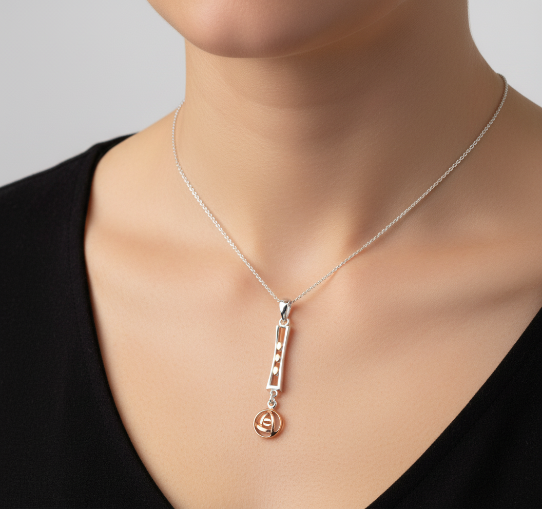 Sea Gems Rose Gold Plated Silver and Sterling Silver Mackintosh Pendant  - 6142SG