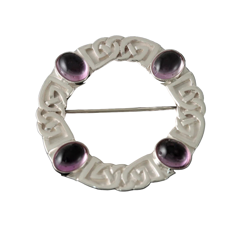 Celtic Brooch in Silver or Gold with Amethysts – AB160 Shetland