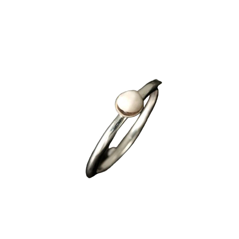 Silver Sheep Stacking Ring - Pearl Ring Shetland Jewellery