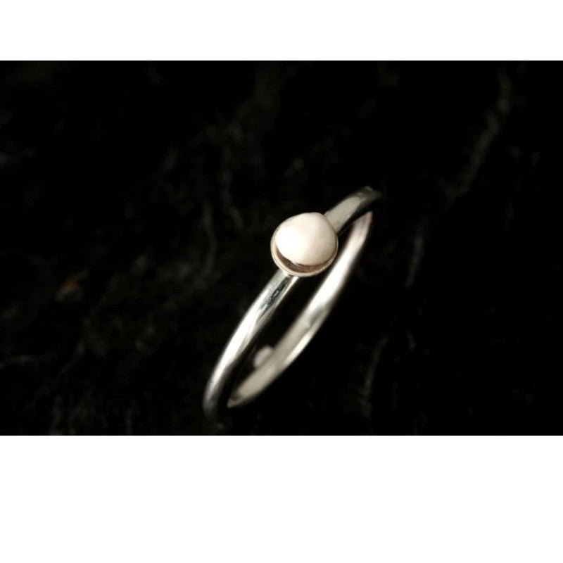 Silver Sheep Stacking Ring with Pearl - Sheep Stacking Ring- Pearl Ring