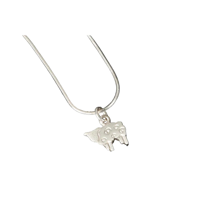 Sheep Sterling Silver or 9ct Yellow Gold Pendant - PW15P Shetland