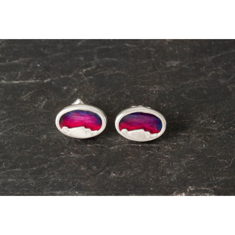 Foula Small Silver/9ct Yellow Gold Stud or Drop Earrings with Enamel FE501 Shetland