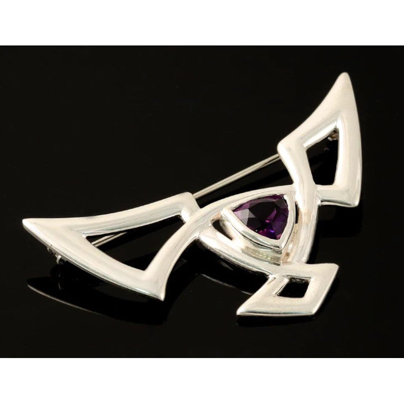 Celtic Sterling Silver Brooch With Amethyst or Blue Topaz - B786/a