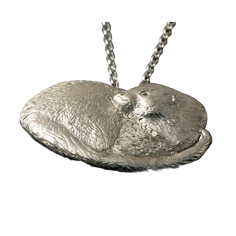 Otter Small or Large Sterling Silver Pendant - P463 Shetland