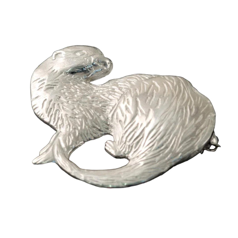 Otter Sterling Silver Brooch - B465 Shetland