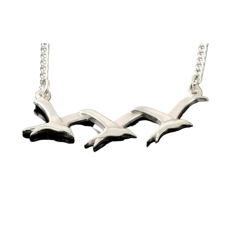 Arctic Tern Sterling Silver/9ct Yellow Gold Necklace - P46 Shetland