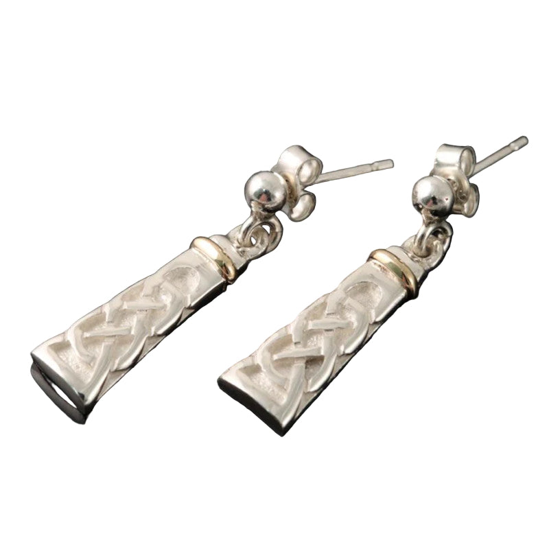 Celtic Silver or 9ct Yellow Gold Drop Earrings - E364 Shetland