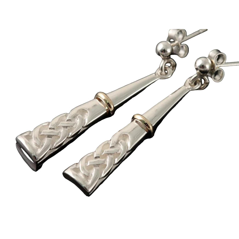 Celtic Silver or 9ct Yellow Gold Drop Earrings - E365 Shetland