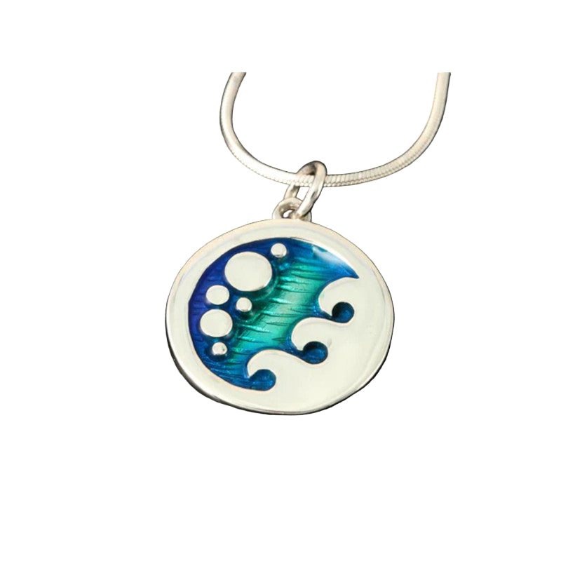 Seascape Round Wave Pendant - SSP661 Shetland
