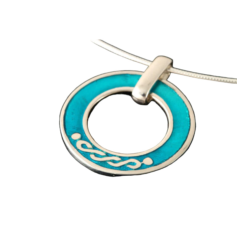 Celtic Silver/9ct Yellow Gold Pendant with Enamel - P602E Shetland