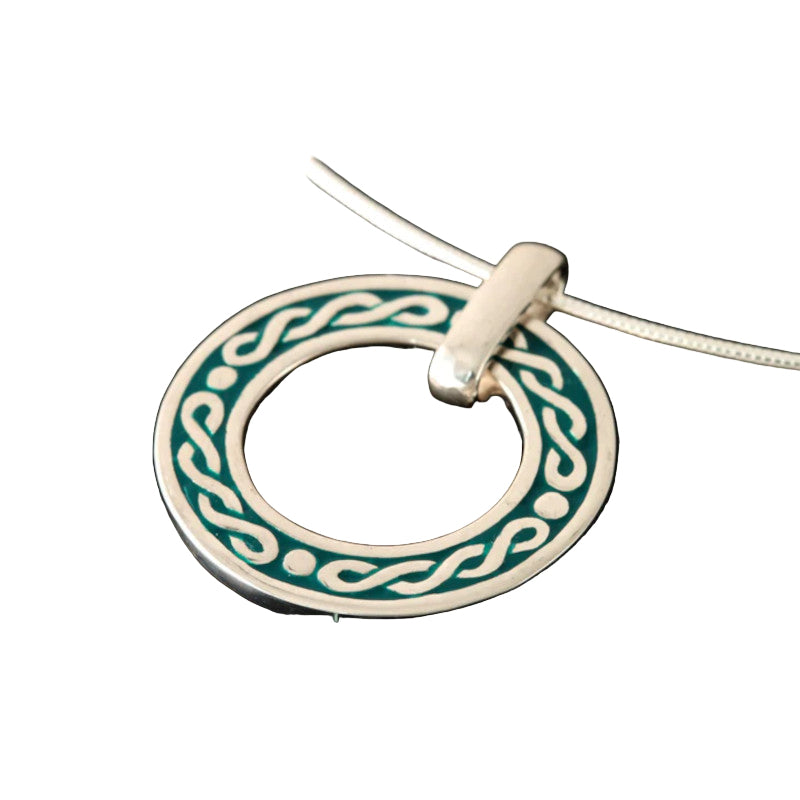 Celtic Silver or 9ct Yellow Gold Pendant with Enamel - P601E Shetland