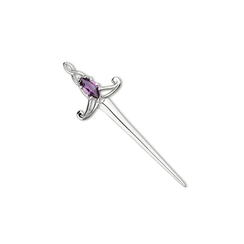 Celtic and Amethyst Silver Kilt Pin - CB43 Ortak