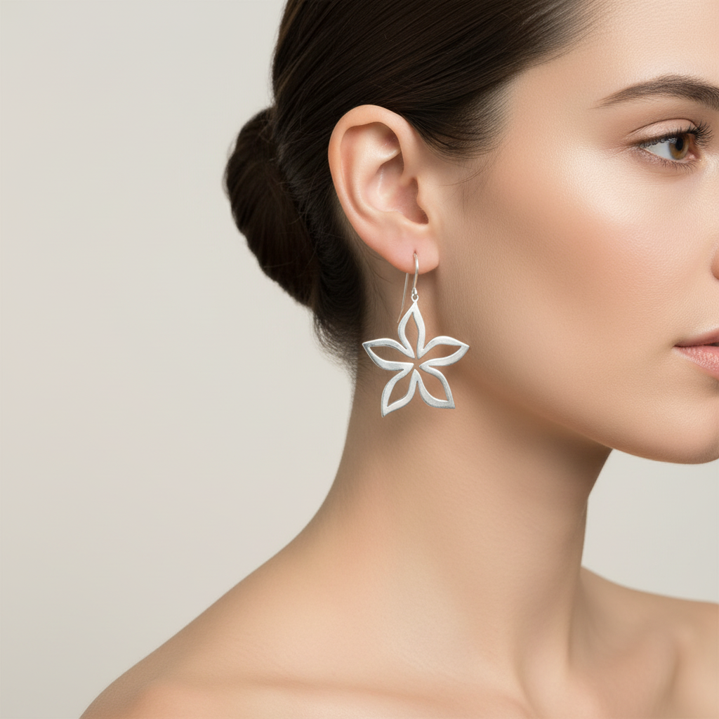 Large Silver Daisy Drop Earrings - Linda Mcdonald-Ogham Jewellery