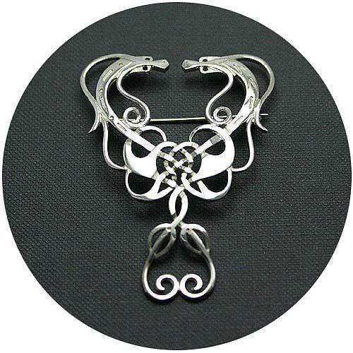 Silver Celtic Dragon Brooch - Z18