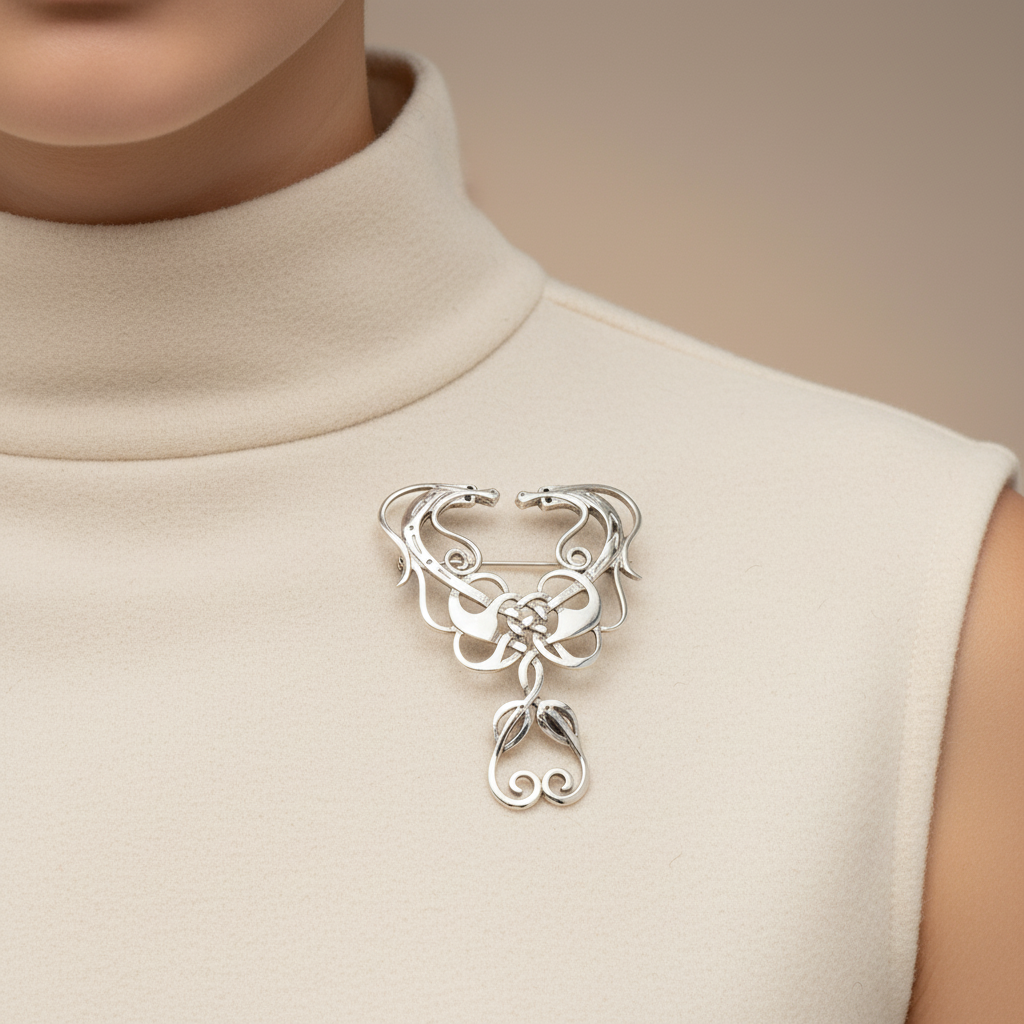 Silver Celtic Dragon Brooch - Z18