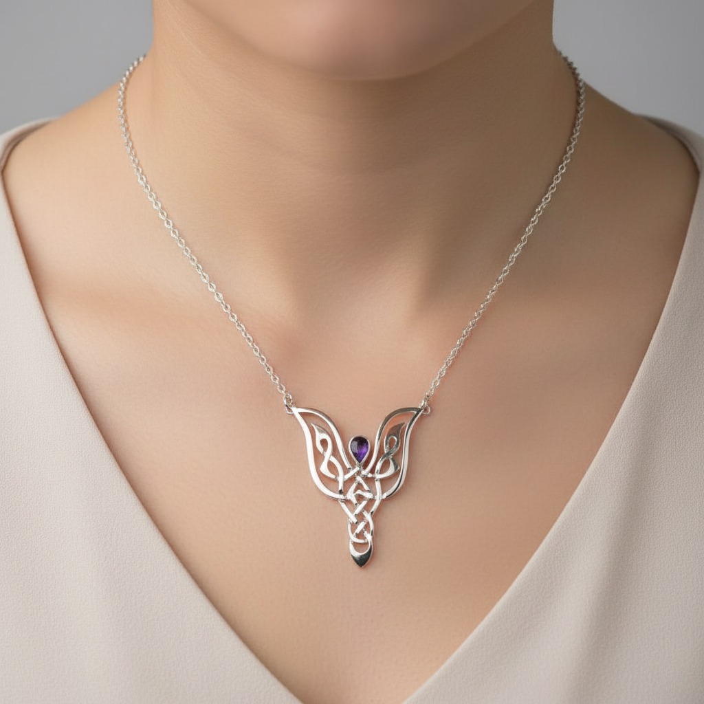 Silver Angel Celtic Necklace - CA1