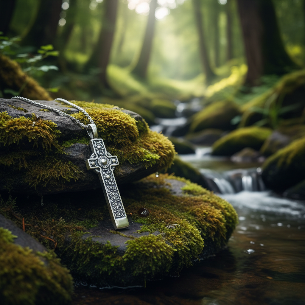 Ortak St Martins Sterling Silver Celtic Cross- P1153-Ogham Jewellery