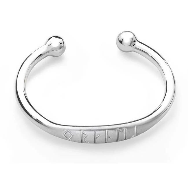 Peedie Folk - Personalised Silver Runic Bangle Aurora