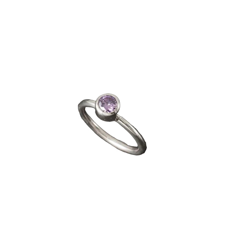 Wild Flower Purple CZ Stacking Ring - Wild flower - Amethyst Ring Shetland