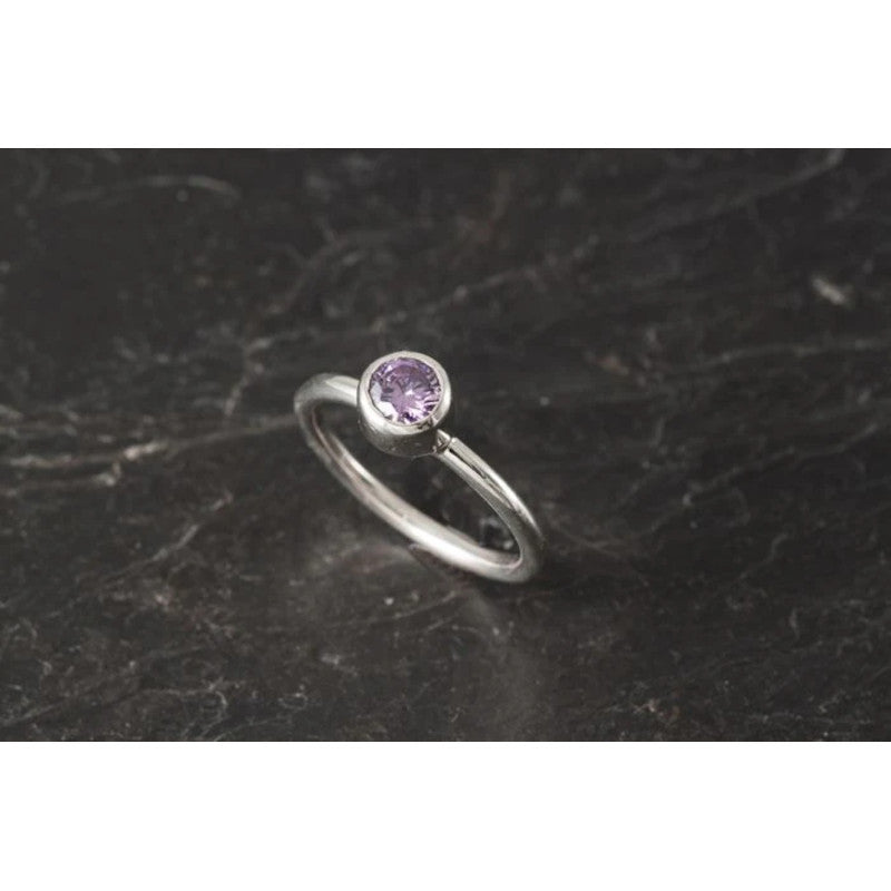 Wild Flower Purple CZ Stacking Ring - Wild flower - Amethyst Ring