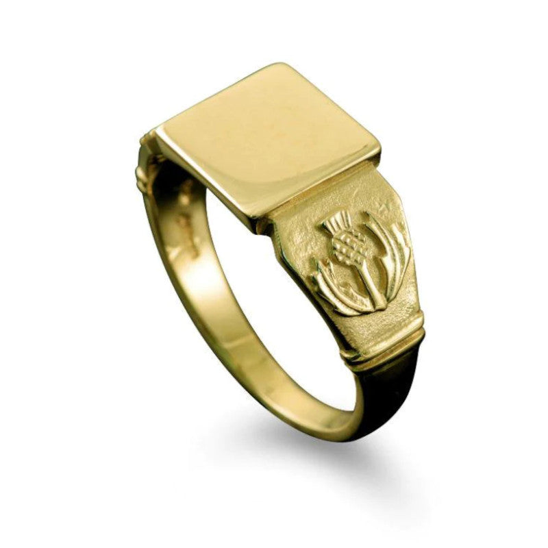 Thistle Signet Ring in Silver or Gold - R102-s