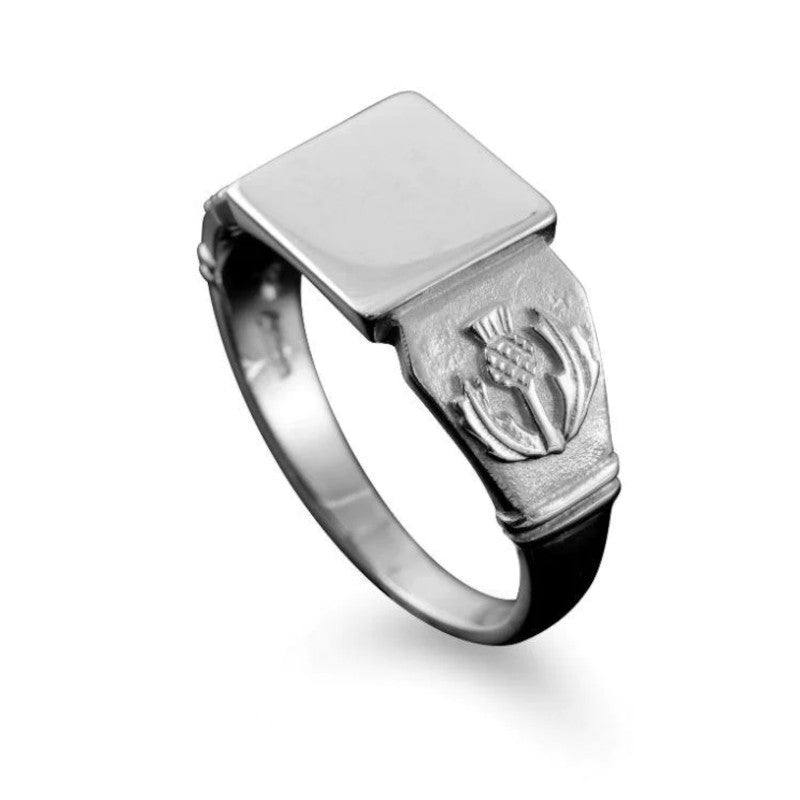 Thistle Signet Ring in Silver or Gold - R102- Shetland