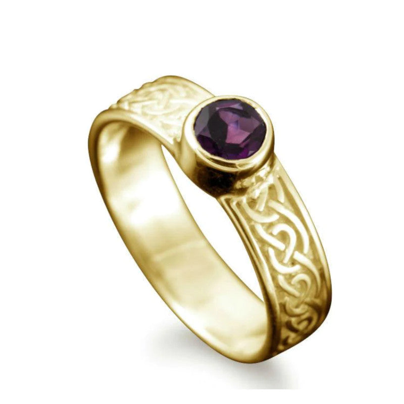 Hascosay Celtic Ring in Silver or Gold with Amethyst - R120 Shetland