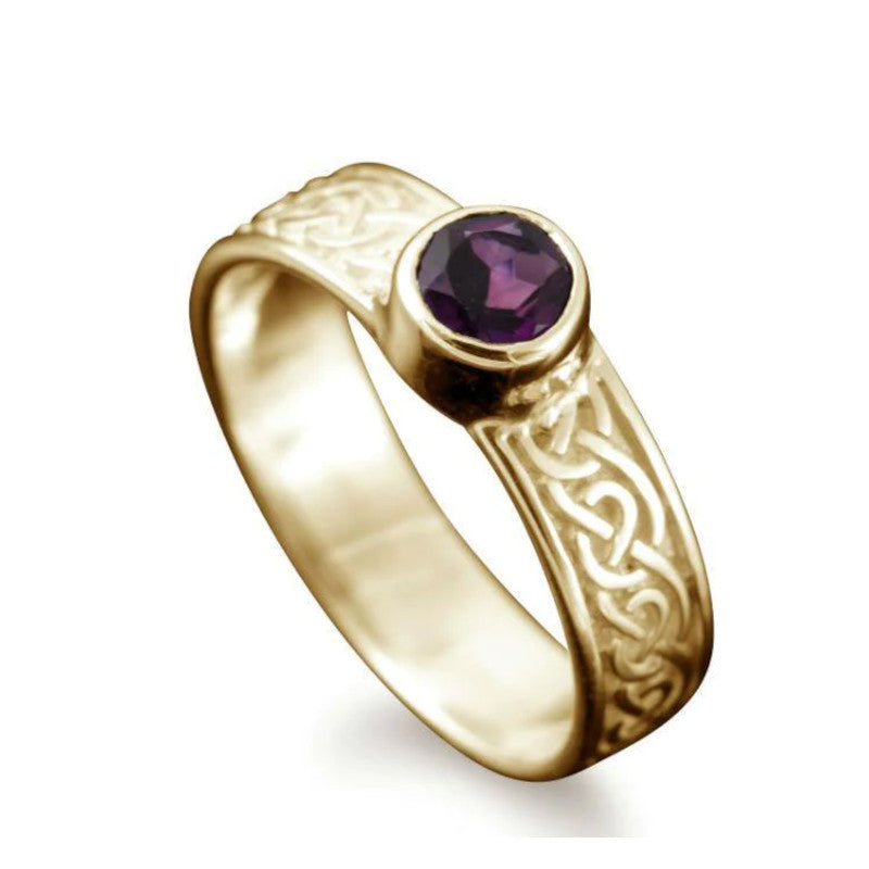 Hascosay Celtic Ring in Silver or Gold with Amethyst - R120 Shetland